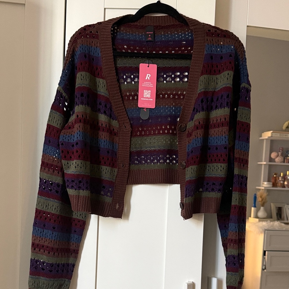 ROMWE Colorful Striped Cardigan
